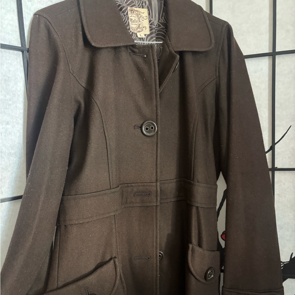 Y2K Vintage-Style Wool trench Coat by Tulle (Size L)